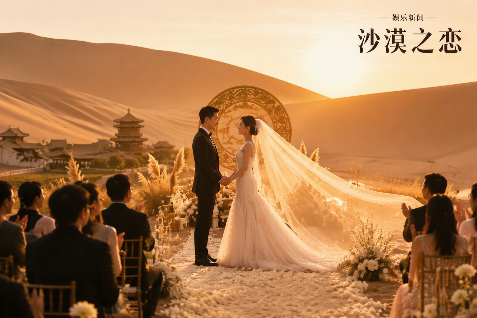 白举纲敦煌补办婚礼晒婚纱照获祝福